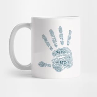 Hand Stop Sign Silhouette Shape Text Word Cloud Mug